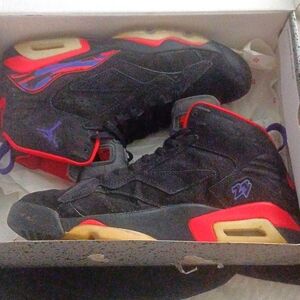 Size 12 Jordan MVP,Black,with red and blue highlights, hardly worn